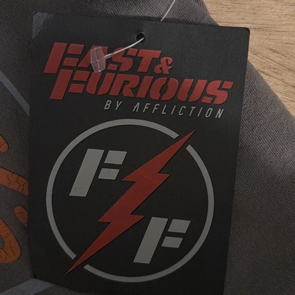 Fast & Furious by Affliction Distressed Tee w Embellished Back Medium Gray NWT - Picture 12 of 14